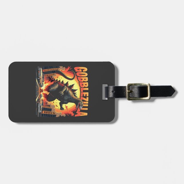 Gobblezilla Spooky Turkey Thanksgiving Gobble Bagagebricka (Horisontell Framsida)