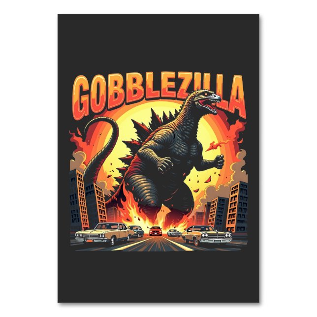 Gobblezilla Spooky Turkey Thanksgiving Gobble Bordsnummer (Framsidan)