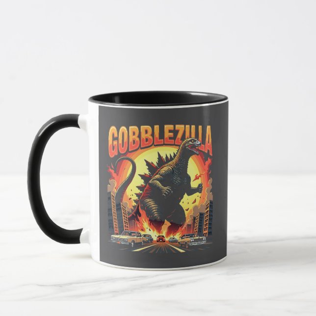 Gobblezilla Spooky Turkey Thanksgiving Gobble Mugg (Vänster)