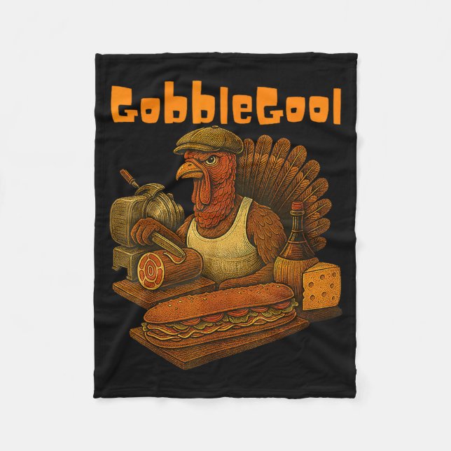 Gobbol Turkey Day Thanksgiving Funny Gobble Thankf Fleecefilt (Framsidan)