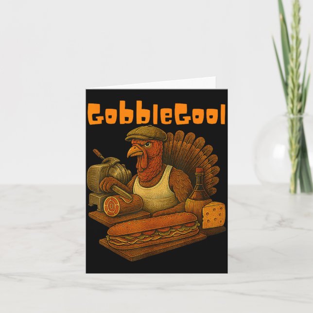 Gobbol Turkey Day Thanksgiving Funny Gobble Thankf Kort (Framsida)