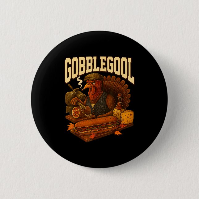 Gobbol Turkey Gobble Gool Thanksgiving Retro  Knapp (Framsida)