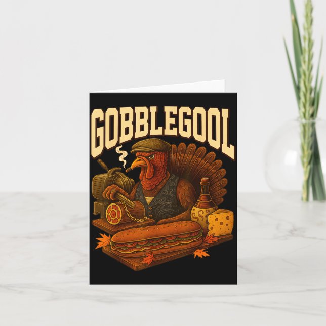Gobbol Turkey Gobble Gool Thanksgiving Retro  Kort (Framsida)