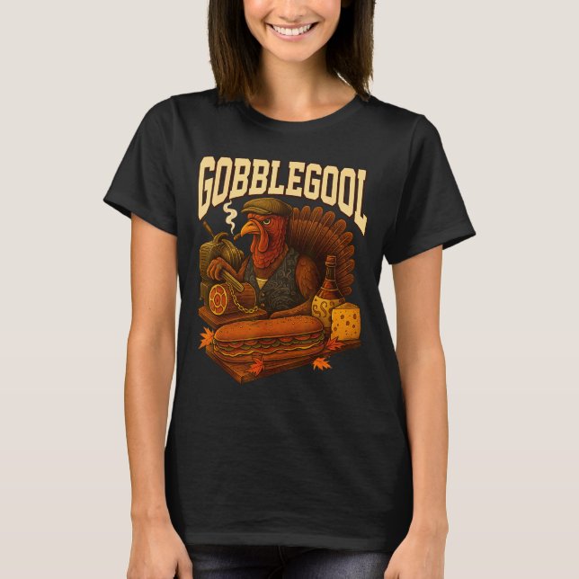 Gobbol Turkey Gobble Gool Thanksgiving Retro  T Shirt (Framsida)