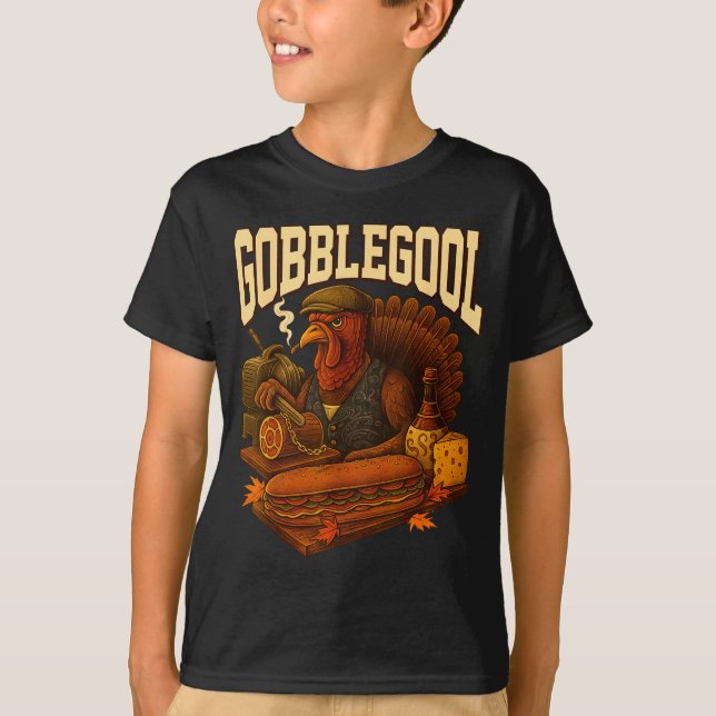 Gobbol Turkey Gobble Gool Thanksgiving Retro  T Shirt (Framsida)