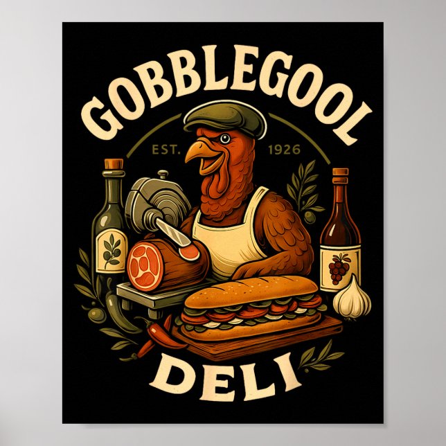 Gobbol Turkey Thanksgiving Italian Turkey Chef  Poster (Framsidan)