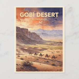 Gobiöknen Mongoliet Vintage Vykort