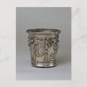 Goblet präglat med skelett som håller masker vykort