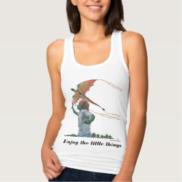 Goblin Child Flies Dragon Kite Fantasy Art Shirts Linne Med Racerback