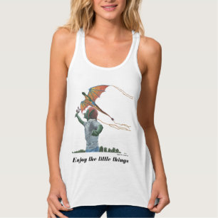 Goblin Child Flies Dragon Kite Fantasy Art Shirts Linne Med Racerback