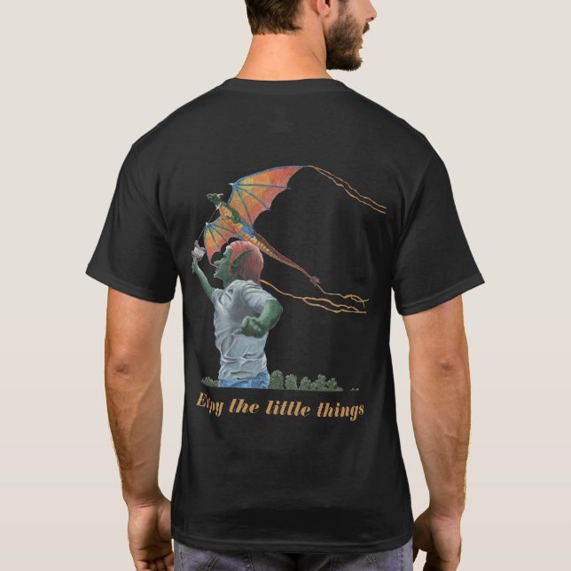 Goblin Child Flies Dragon Kite Fantasy Shirt T Shirt (Baksida)
