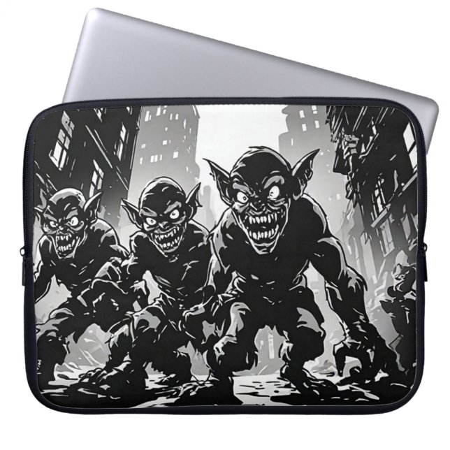 Goblin Demons Ruinerade Stad Retro 50-tals Grafisk Laptop Fodral (Framsidan)