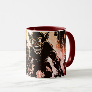 Goblin Demons Ruinerade Stad Retro 50-tals Grafisk Mugg