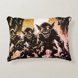 Goblin Demons Ruinerade Stad Retro 50-tals Grafisk Prydnadskudde