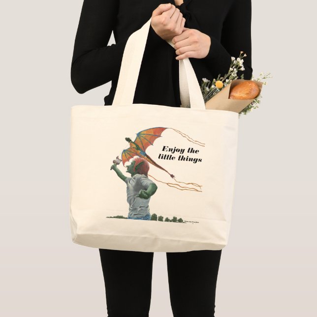 Goblin Flies Dragon Kite Fantasy Tote Bag Jumbo Tygkasse (Framsida (produkt))