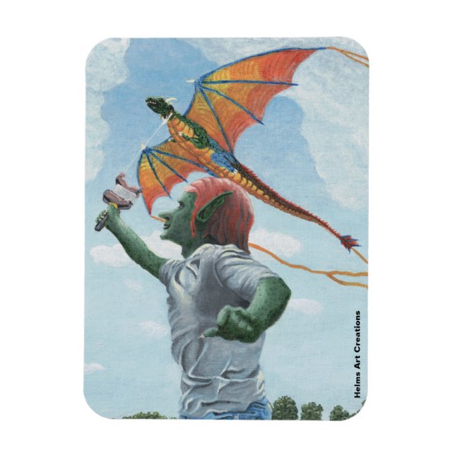 Goblin Flies Dragon Kite Flexible Fantasy Magnet (Vertikal)