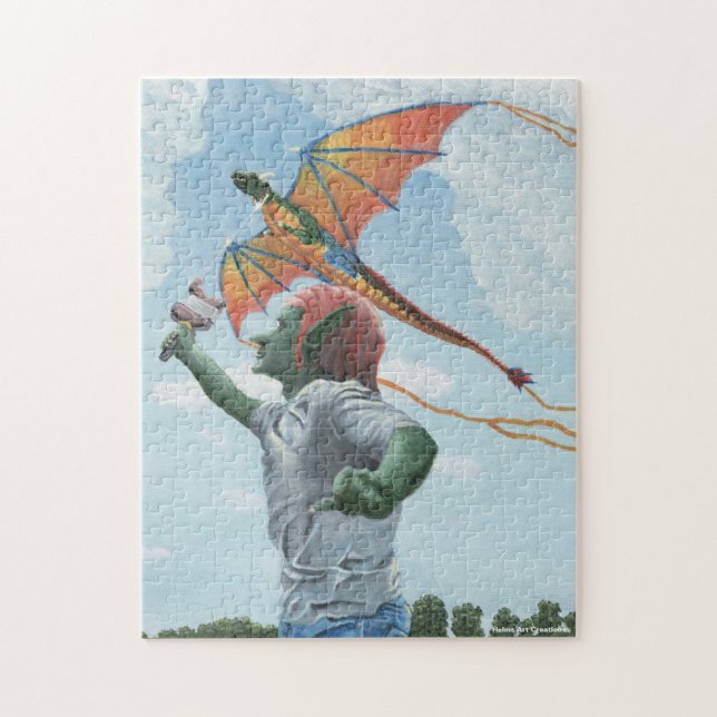 Goblin Flies Dragon Kite Medium Jigszle Puzzle Pussel (Vertikal)