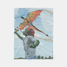 Goblin Flies Rainbow Dragon Fantasy Art Blanket Fleecefilt