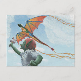 Goblin Flies Rainbow Dragon Fantasy Art-vykort Vykort