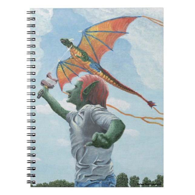Goblin Flies Rainbow Dragon Kite Fantasy Notebook Anteckningsbok (Framsidan)