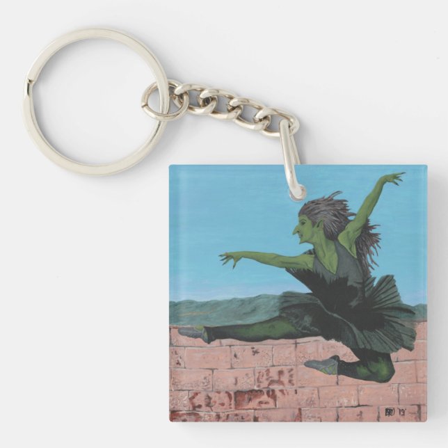 Goblin Girl Ballerina Dancer Fantasy Art Keychain (Framsidan)