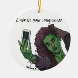 Goblin Girl Cell Mobil Selfie Fantasy Art Ornament