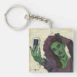 Goblin Girl Cell Mobil Selfie Graphic Keychain