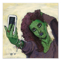 Goblin Girl Mobil Selfie Fantasy Art Photo Print