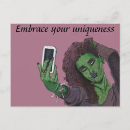 Goblin Girl Mobil Selfie Fantasy Art Postcard Vykort