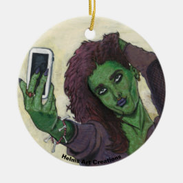 Goblin Girl Mobil Selfie Fantasy Ceramic Ornament