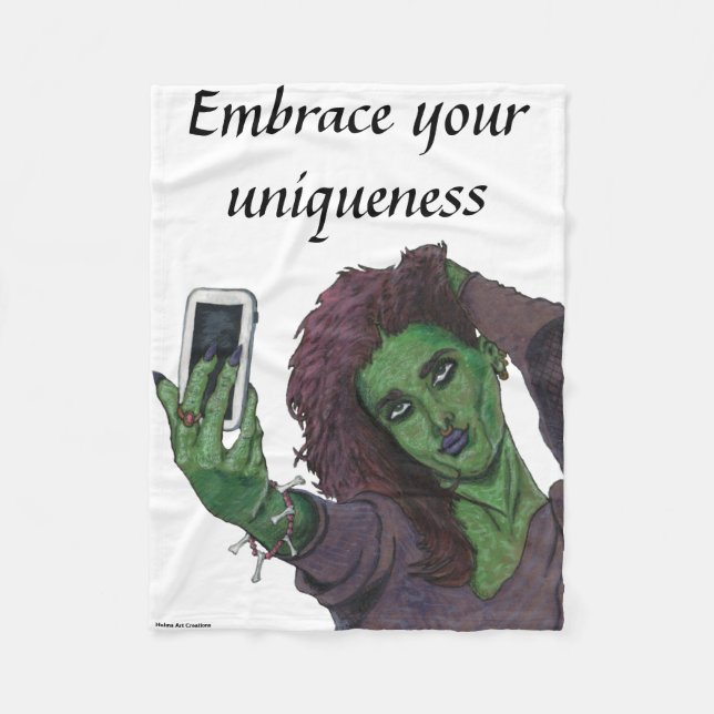 Goblin Girl Mobil Selfie Fantasy Fleece Blanket (Framsidan)