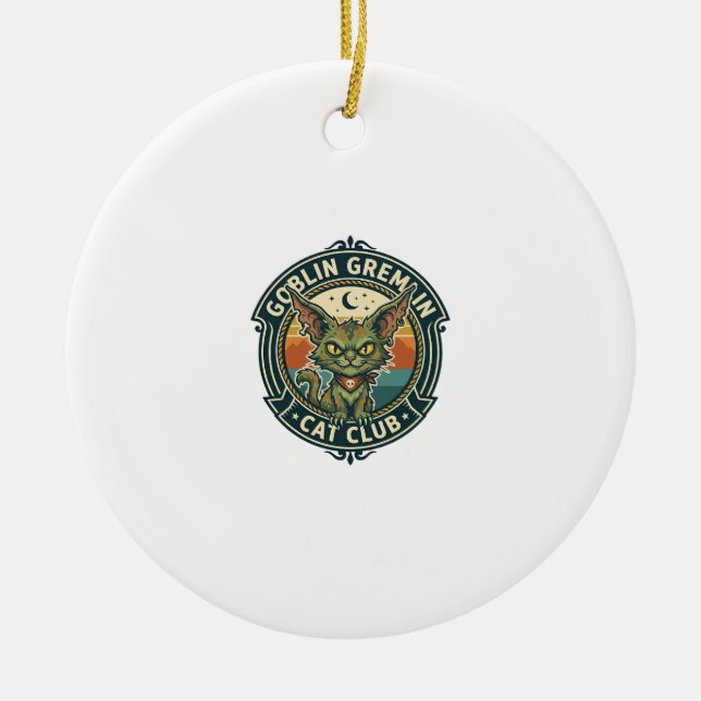 Goblin Gremlin Katt Söt Kisse Design - Goblin Grem Julgransprydnad Keramik (Framsidan)