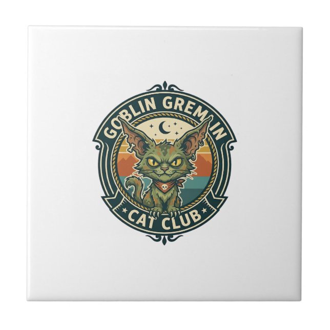 Goblin Gremlin Katt Söt Kisse Design - Goblin Grem Kakelplatta (Framsidan)