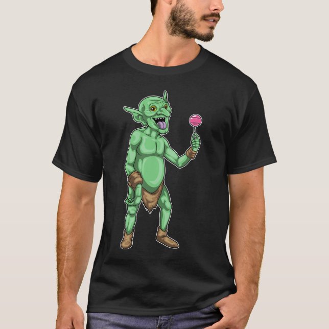 Goblin Halloween Lollipop T Shirt (Framsida)