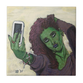 Goblin Mobil Selfie Fantasy Girl Decorative Tile Kakelplatta
