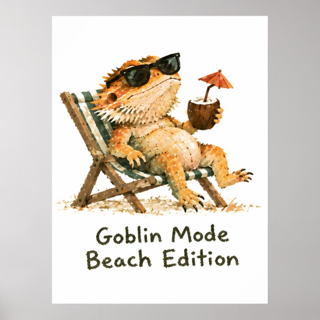 Goblin Mode Strand Edition Skäggig Drakkonst Poster (Framsidan)