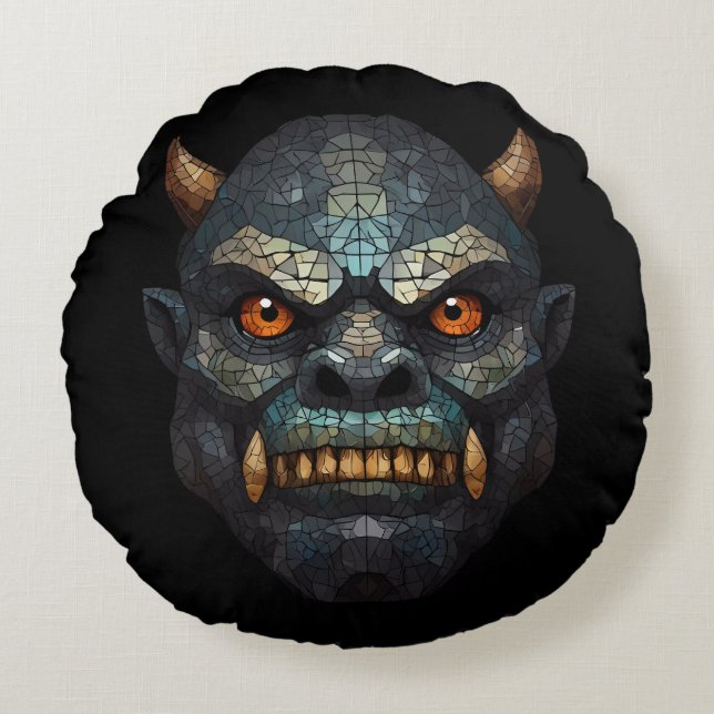 Goblin och Orc Porträtt Rund Kudde (Framsidan)