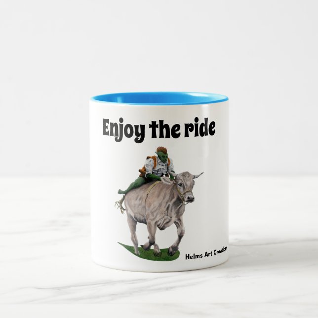 Goblin Rider Ox Racer Fantasy Art Coffee Mugg (Center)