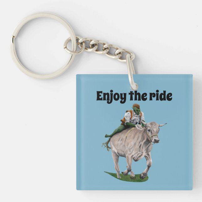 Goblin Rider Ox Racer Fantasy Art Keychain (Framsidan)
