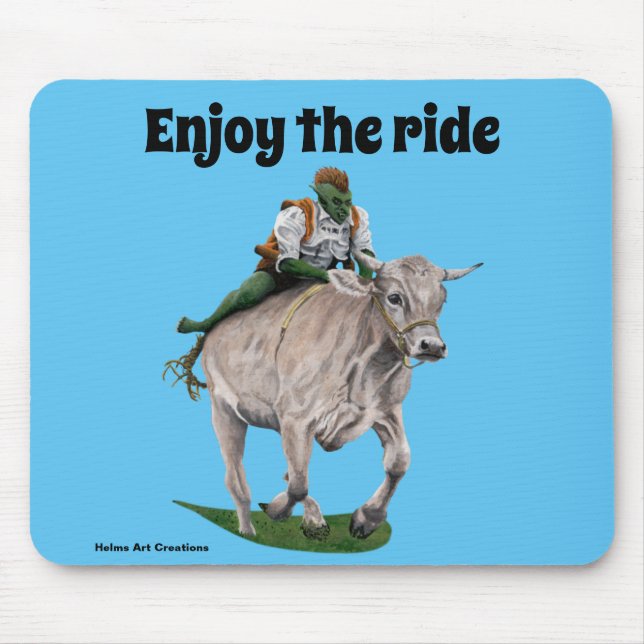 Goblin Rider Ox Racer Fantasy Art Mouse Pad Musmatta (Framsidan)