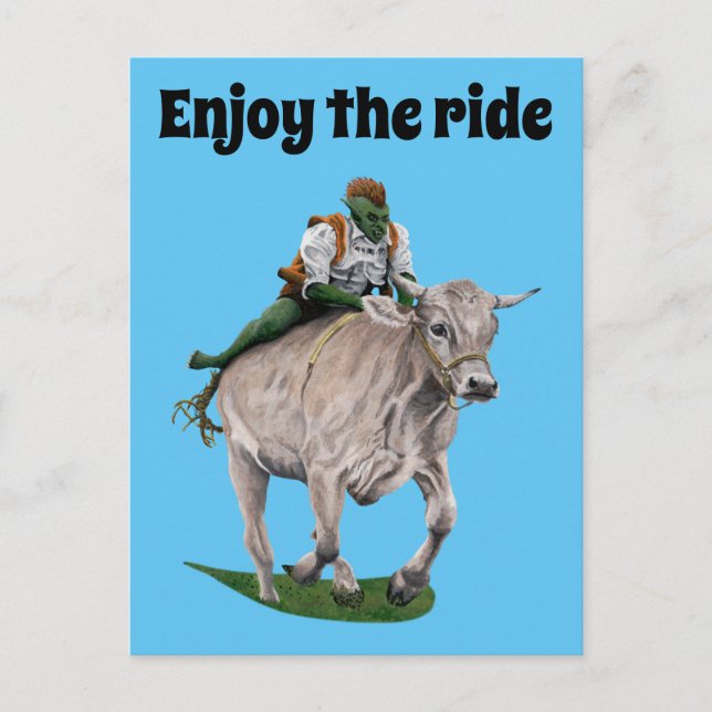 Goblin Rider Ox Racer Fantasy Art Postcard Vykort (Framsida)