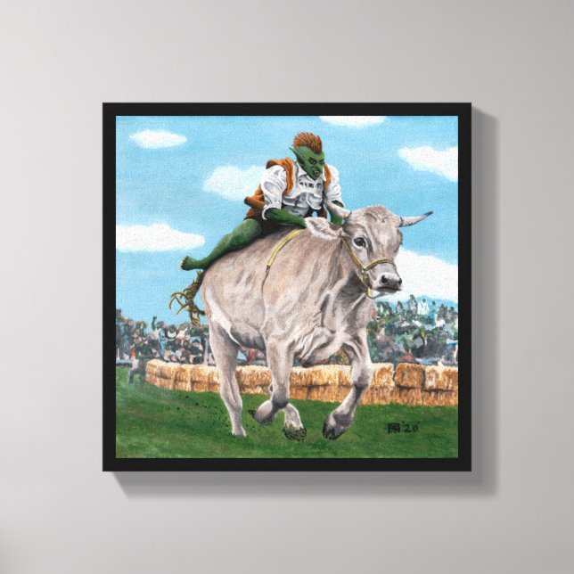 Goblin Rider Ox Tävla Fantasy Art Kanvastryck (Framsida)