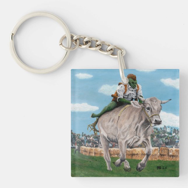 Goblin Rider Ox Tävla Fantasy Art Keychain (Framsidan)