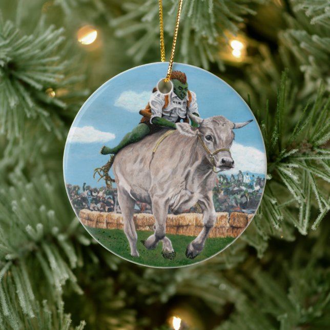 Goblin Rider Ox Tävla Fantasy Ceramic Ornament (Träd)