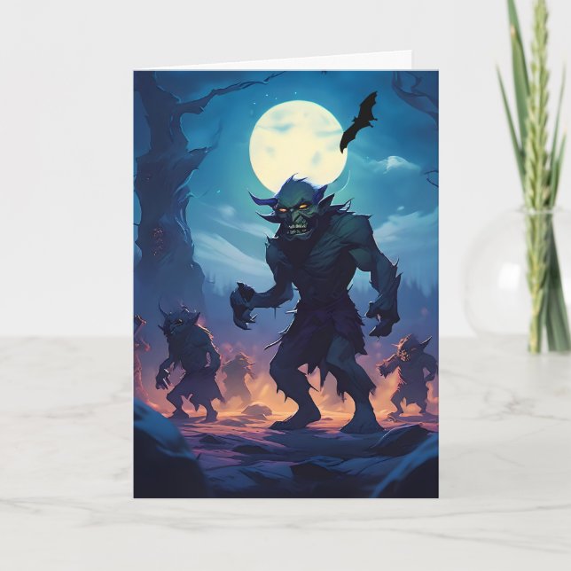 Goblin Shuffle Halloween Helgkort (Framsida)