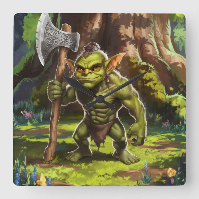Goblin skogsvaktare. fyrkantig klocka (Framsida)