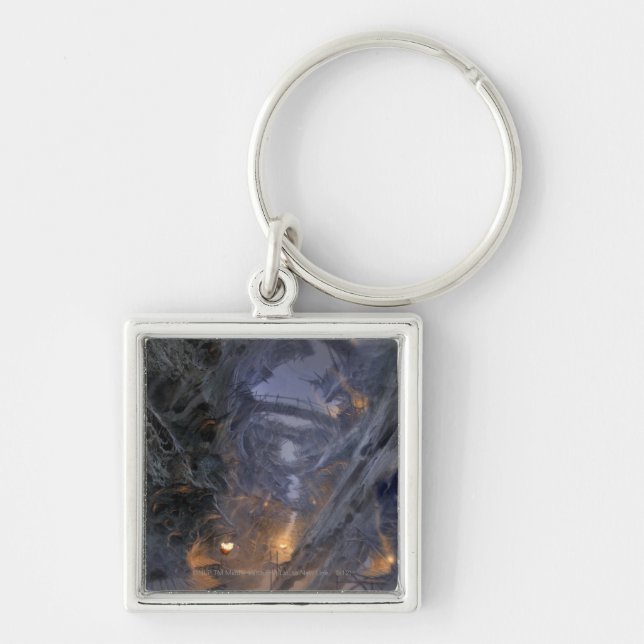 Goblin Town Concept - Bridges Fyrkantig Silverfärgad Nyckelring (Framsidan)