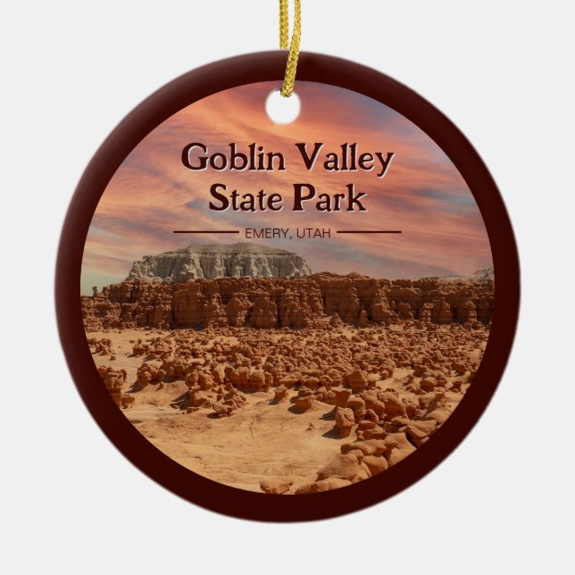 Goblin Valley State Park Utah Souvenir Gift Julgransprydnad Keramik (Framsidan)