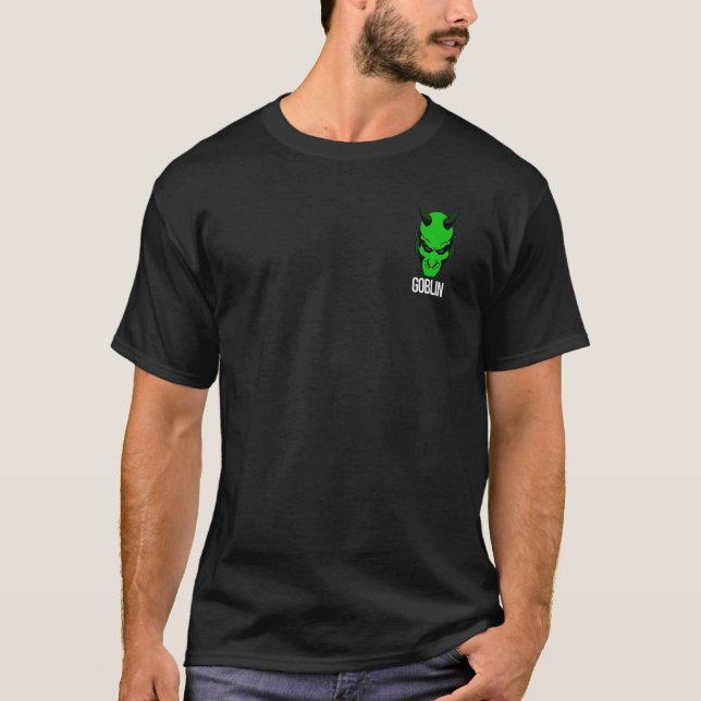 Goblin with Horns Scary Grönt Halloween T Shirt (Framsida)