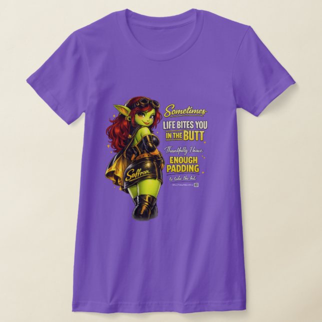 Goblinantics™ — Saffron™: Livet Biter T Shirt (Laydown)